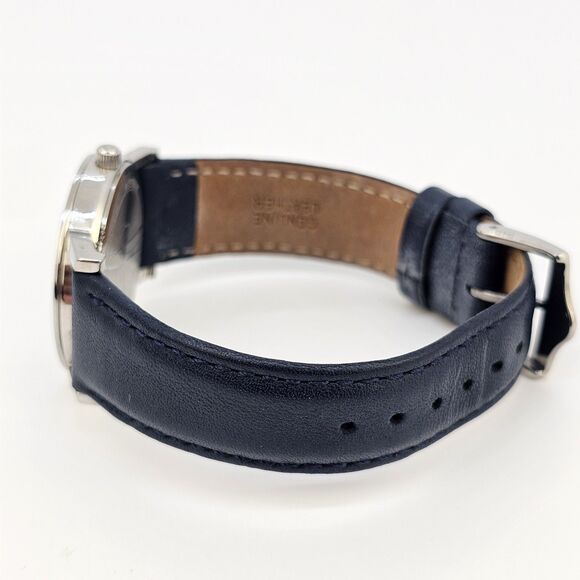 Bulova Women's Watch 32MM MOP Dial Roman Numerals Blue Leather Bands New Battery - Picture 7 of 14